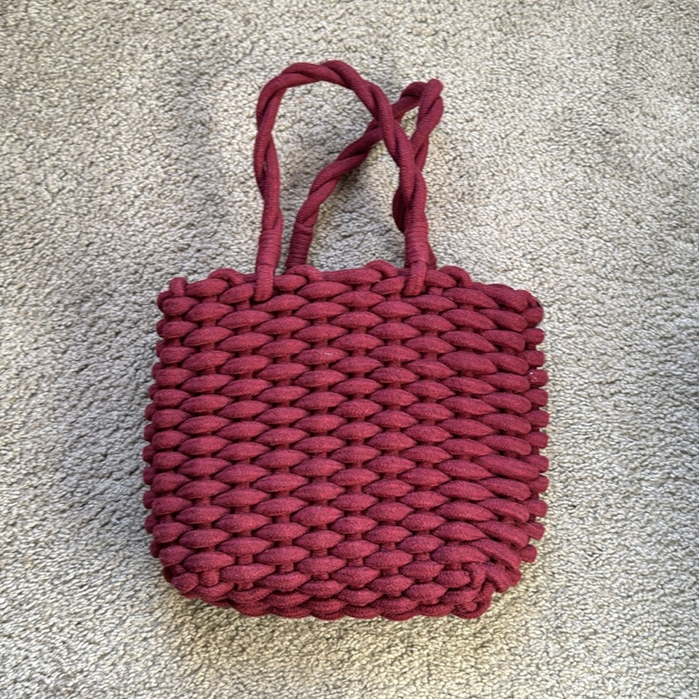 Zara knitted handbag burgundy